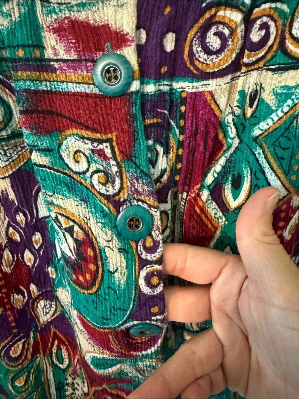 Vintage 90’s Lee David Multicolored Abstract Print Button-Front Skirt Size L